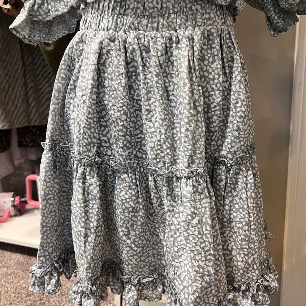 Charming Blue Patterned Kids Dress